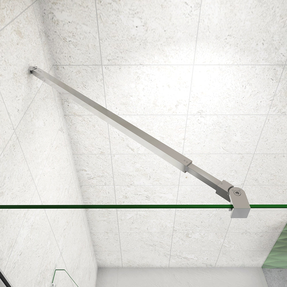 Box Doccia Walk In Parete Fissa 80-120cm + Paretina Mobile 30/40 cm Vetro Temperato 8 mm Anticalcare 2 Ripiani Mensole Barra Stabilizzatrice 73-120cm