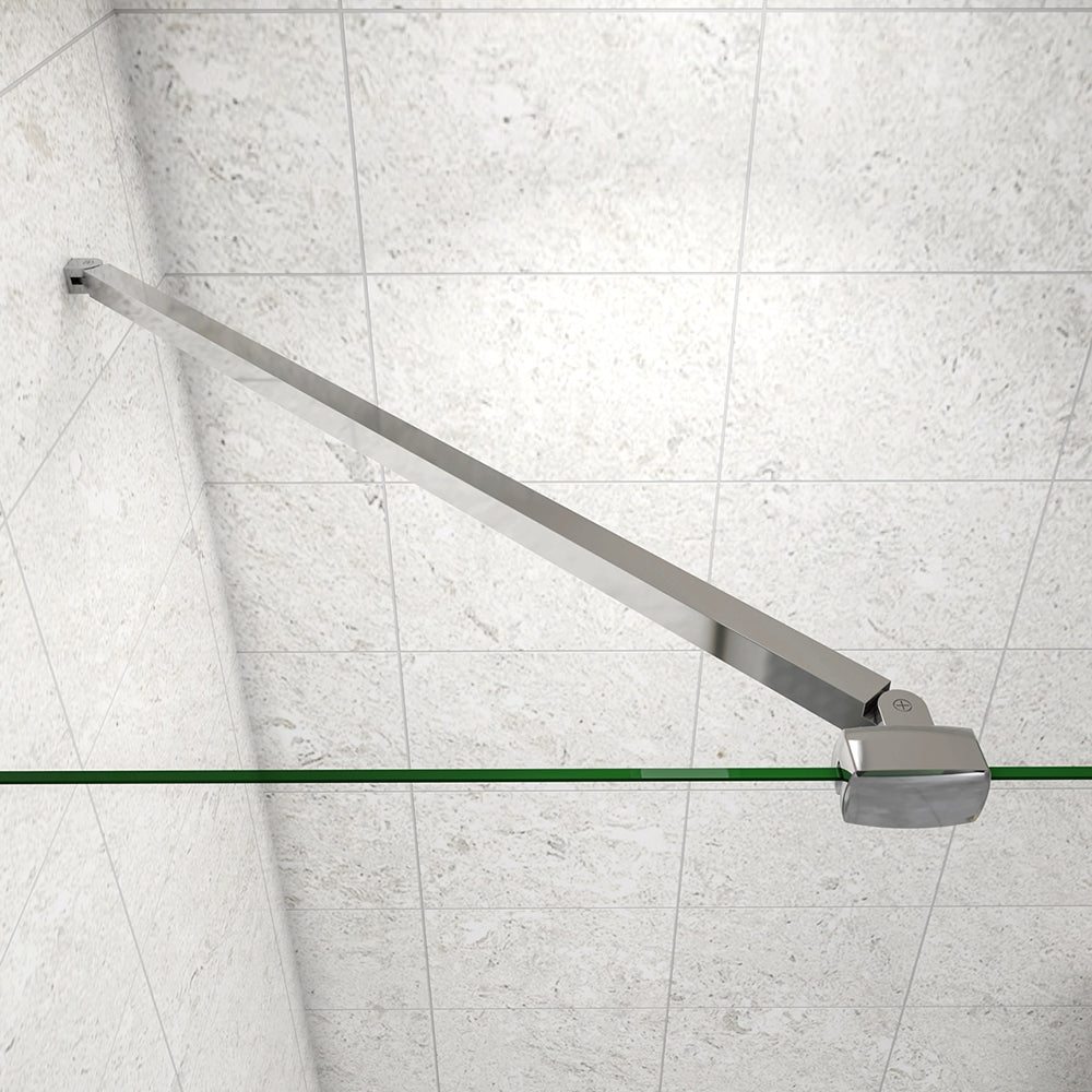 Walk In Parete Doccia + Paretina Mobile 30/40 cm in Vetro Temperato 8mm Anticalcare con 2 Ripiani Mensole Barra Stabilizzatrice 90cm Snodabile