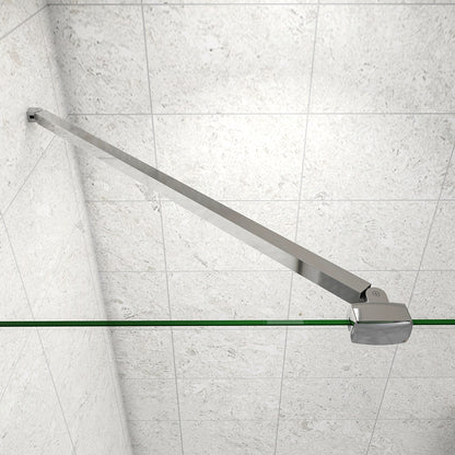 Walk In Parete Doccia Paretina Mobile 30/40 cm in Vetro Temperato 8mm Anticalcare con 2 Ripiani Mensole Barra Stabilizzatrice 90cm Snodabile