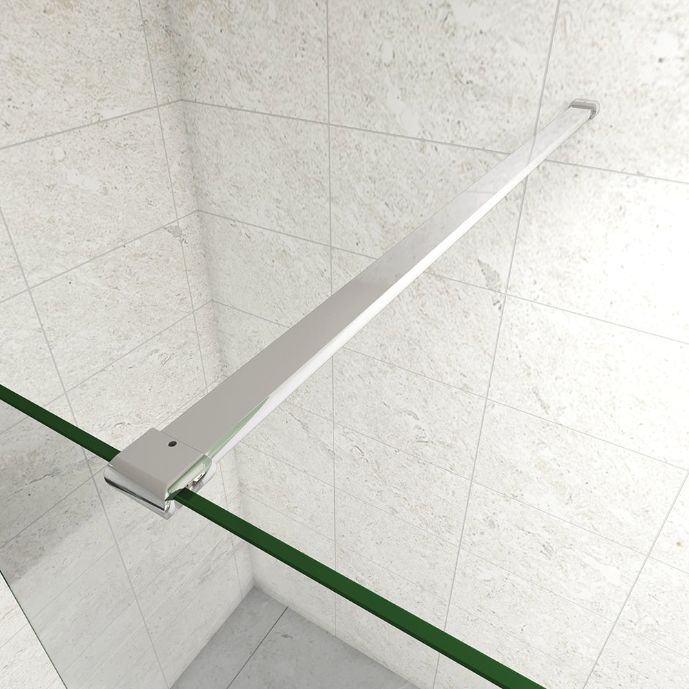Walk In Parete Doccia 80-120cm Paretina Mobile 30/40cm Vetro Temperato 8mm Anticalcare 2 Ripiani Barra Stabilizzatrice da 90cm tagliabile