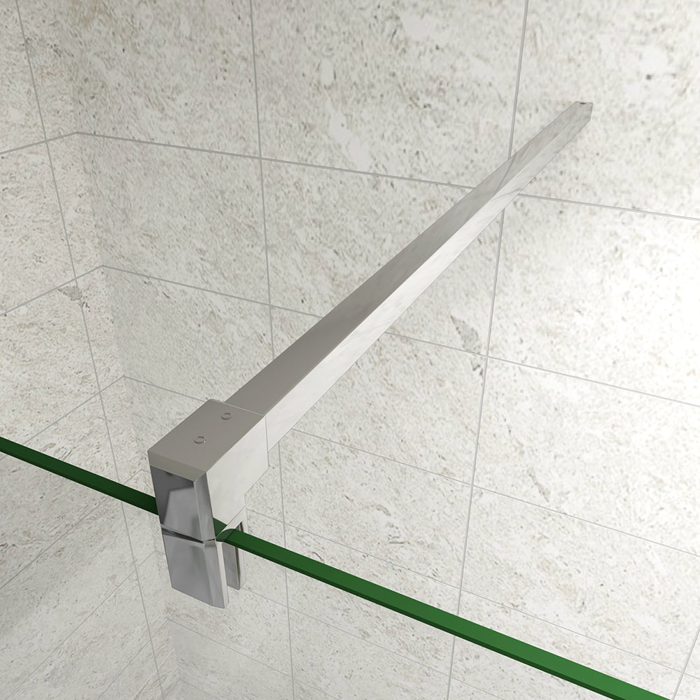 Walk In Parete Doccia 80-120cm + Paretina Mobile 30/40cm Vetro Temperato 8mm Anticalcare 2 Ripiani Mensole Barra Stabilizzatrice 140cm tagliabile