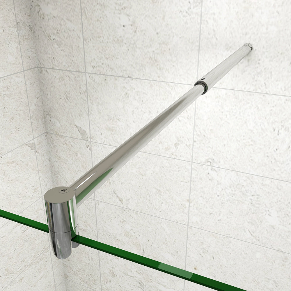 Box Doccia Walk In Parete Fissa 80-120cm + Paretina Mobile 30/40 cm Vetro Temperato 8 mm Anticalcare 2 Ripiani Mensole Barra Stabilizzatrice 70-120cm