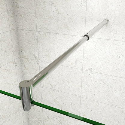 Box Doccia Walk In Parete Fissa 80-120cm Paretina Mobile 30/40 cm Vetro Temperato 8 mm Anticalcare 2 Ripiani Mensole Barra Stabilizzatrice 70-120cm