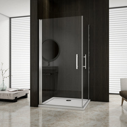 Aica 195 cm Box Doccia Angolare Due Porte a Battente Rotazione Di 180 Gradi Vetro Temperato 6 mm Anticalcare Trasparente varie dimensioni
