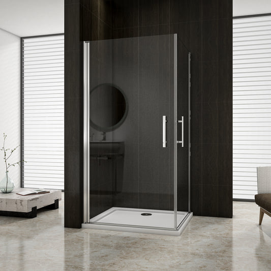 Aica 195 cm Box Doccia Angolare Due Porte a Battente Rotazione Di 180 Gradi Vetro Temperato 6 mm Anticalcare Trasparente varie dimensioni