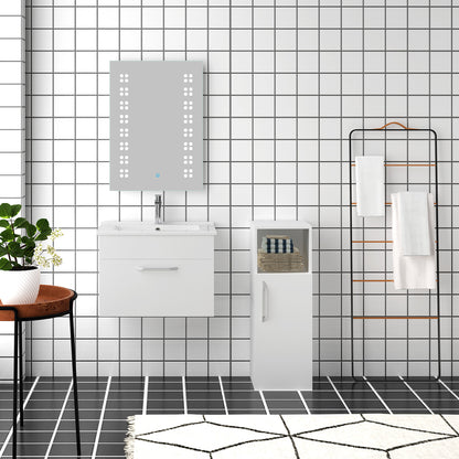 Aica Mobile Bagno 60 cm salvaspazi e sospeso , con lavabo in Ceramica e a cassetti