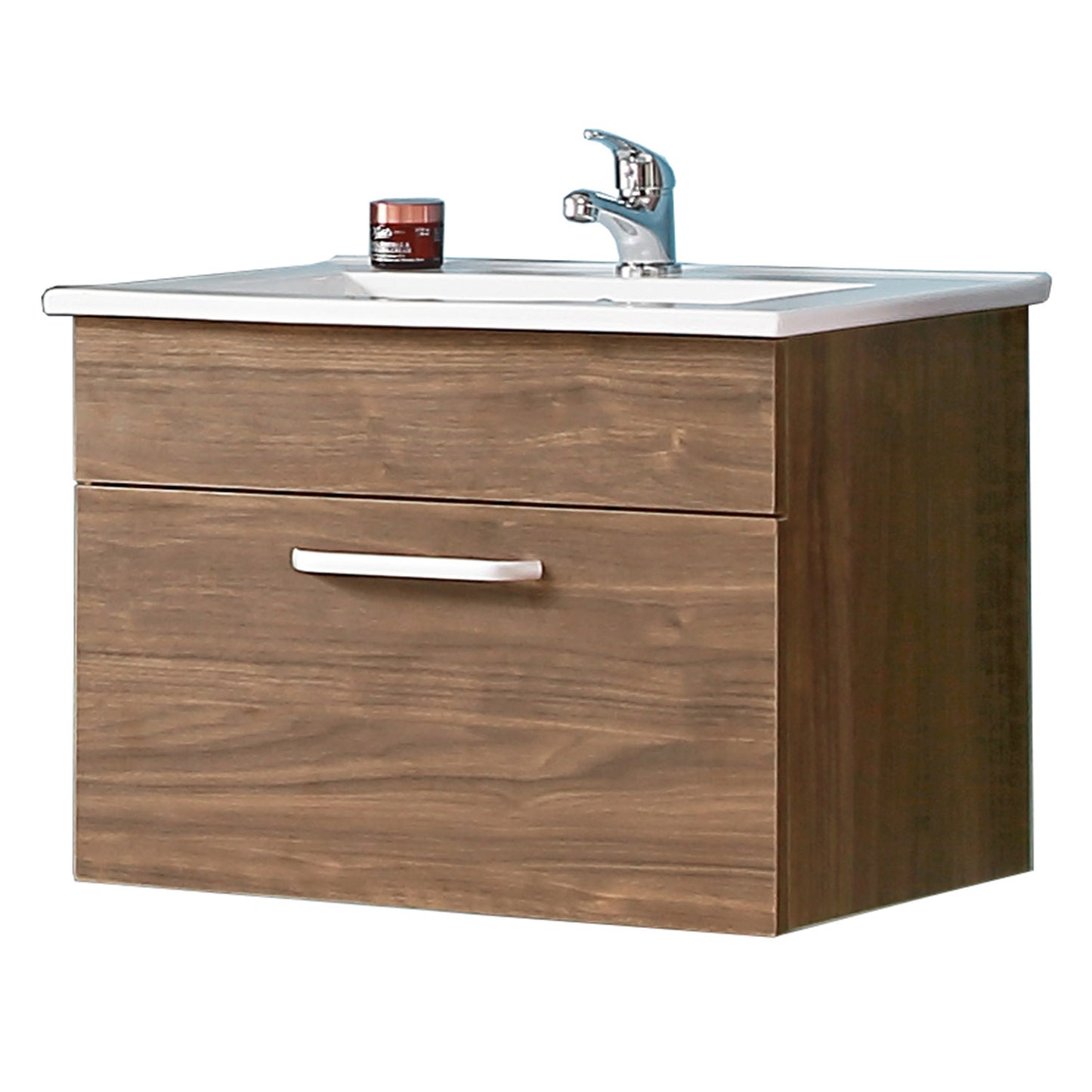 Aica Mobile Bagno 60 cm salvaspazi e sospeso , con lavabo in Ceramica e a cassetti 580*380*410m-1cassetti-marrone