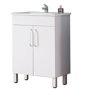 Aica salvaspazio Mobile Bagno 60 cm, con lavabo in Ceramica e 2 porte Bianca