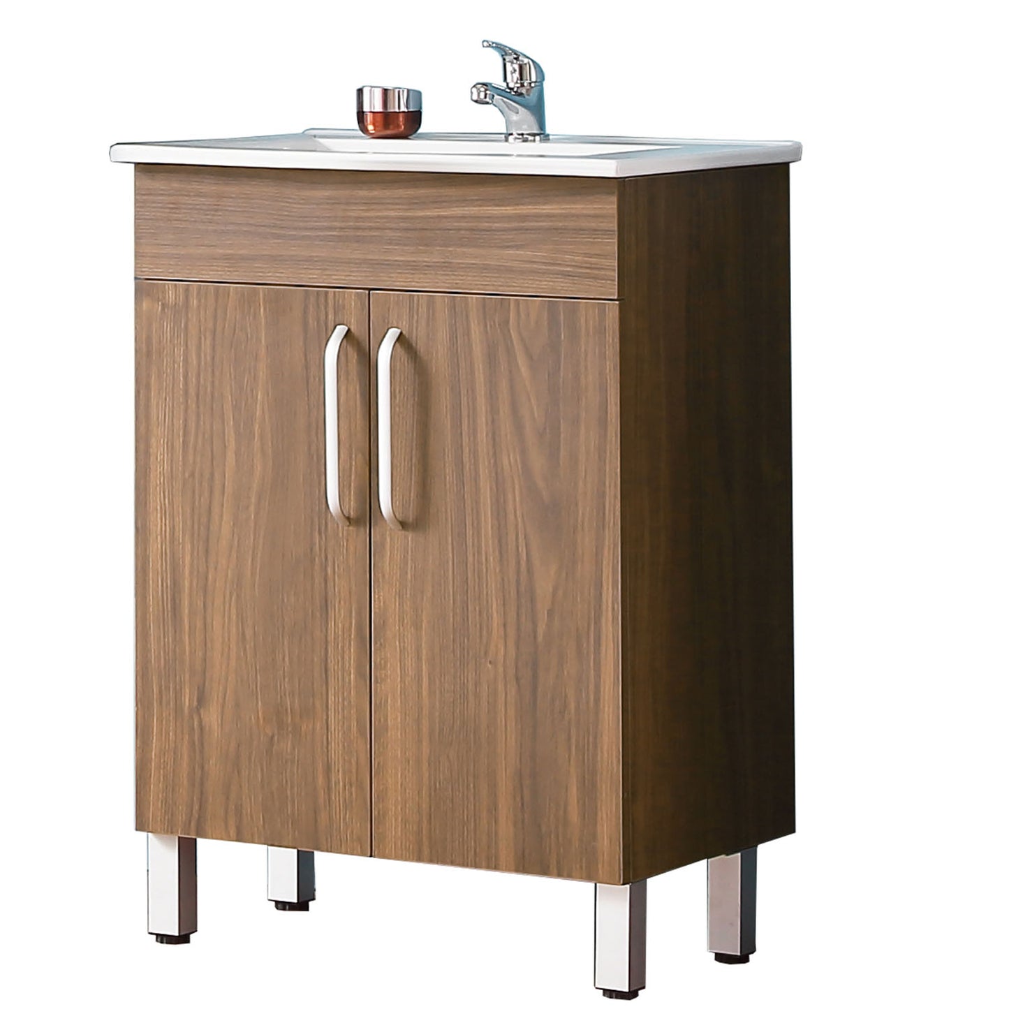 Aica salvaspazio Mobile Bagno 60 cm, con lavabo in Ceramica e 2 porte