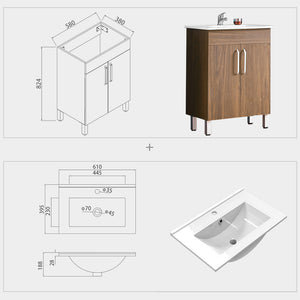 Aica salvaspazio Mobile Bagno 60 cm, con lavabo in Ceramica e 2 porte