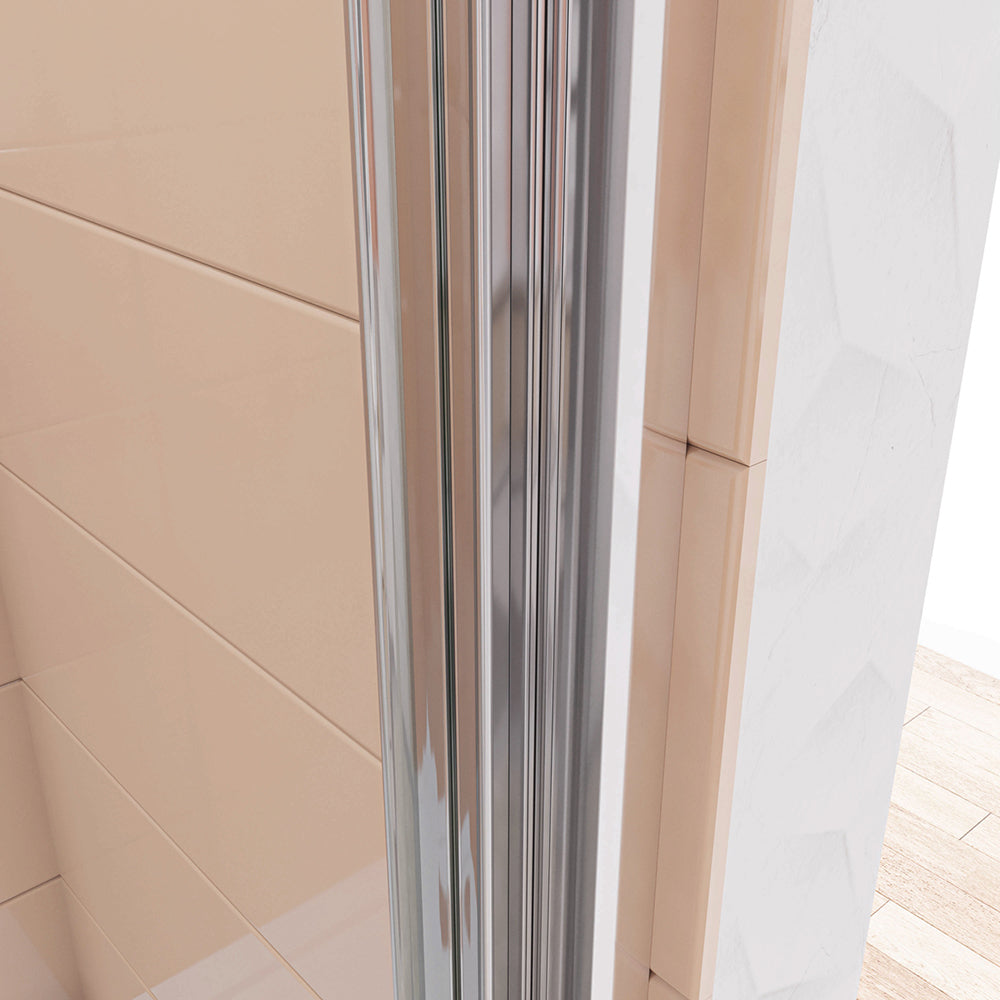 Aica 195 cm Box Doccia per Nicchia Porta Scorrevole ad Ante Sovrapposte Vetro Temperato 6 mm Trasparente Anticalcare Profili Cromati Lucidi