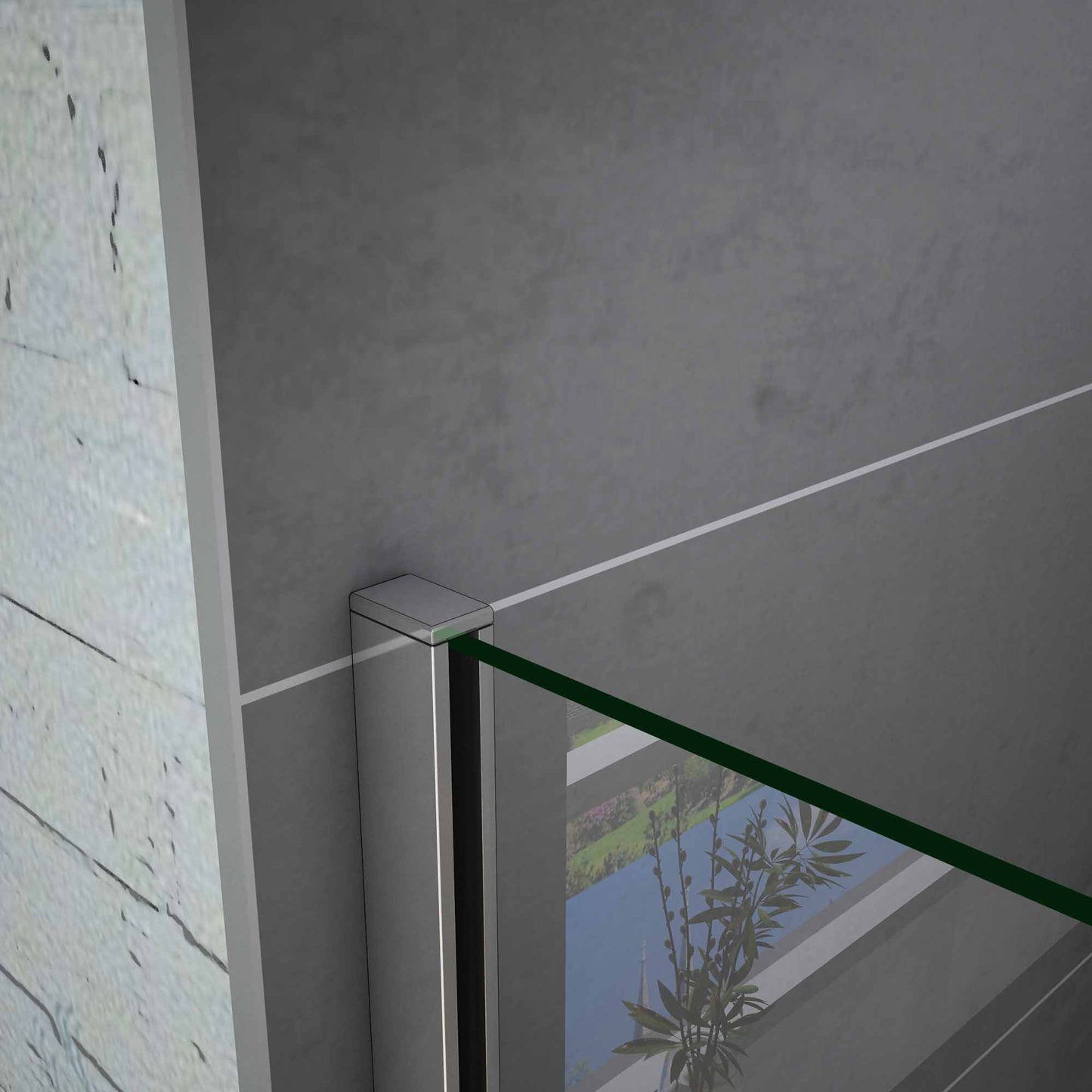 Aica 200cm Parete Per Doccia Walk In Vetro Temperato Trasparente Anticalcare 10mm Con Barra Stabilizzatrice