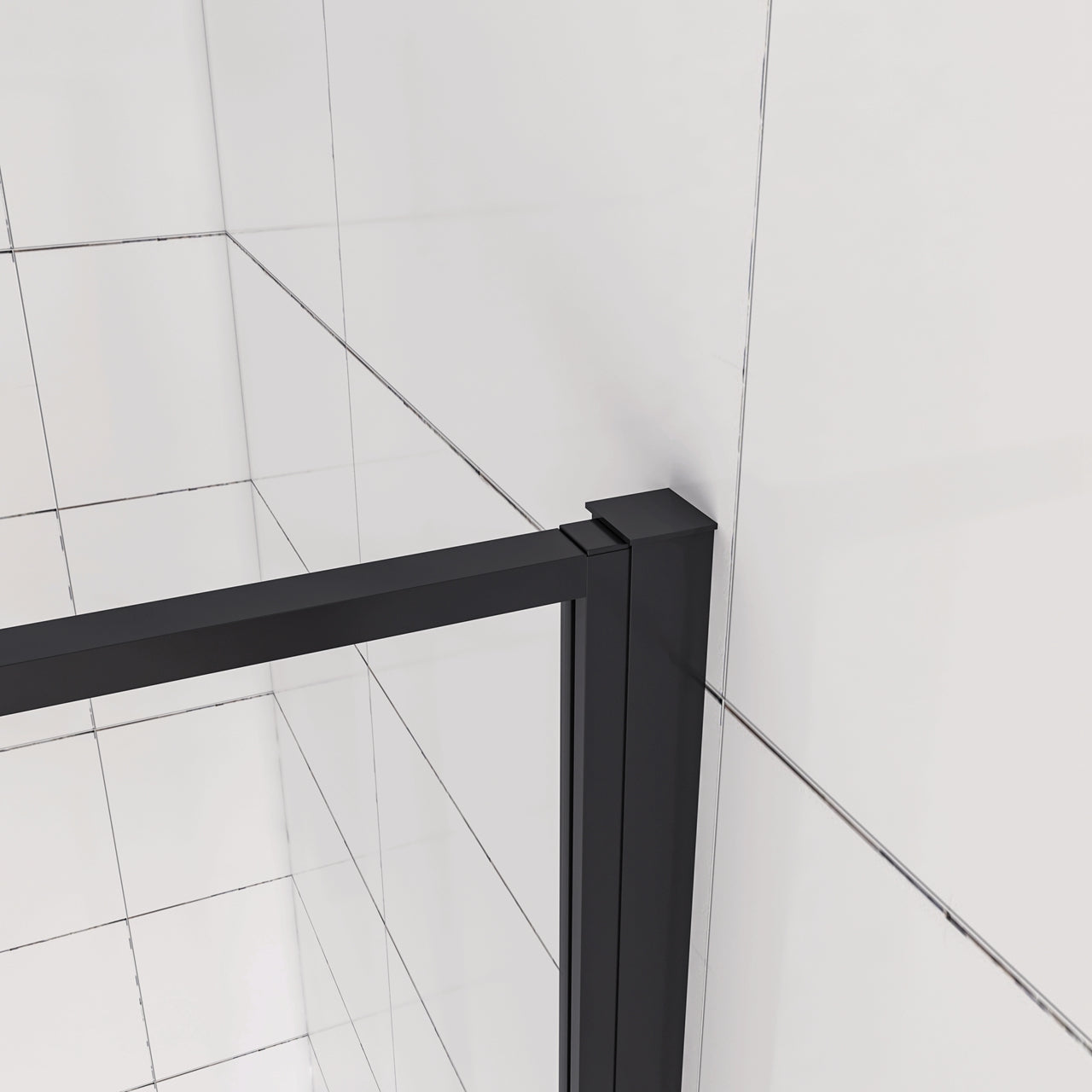 Aica 185 cm Box Doccia per Nicchia Porta Battente Verso Esterno in Vetro Temperato Trasparente Anticalcare 6 mm Profilo Nero Opaco