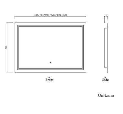 Aica Specchio Per Trucco Da Parete A Parete Con Specchio A Led Per Il Bagno A Parete A Led Nuovo Pulsante,Bianco Freddo,Anti-Appannamento