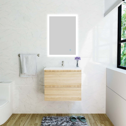 Aica sospeso salvaspazi Mobile Bagno , con lavabo in Ceramica e 2 cassetti