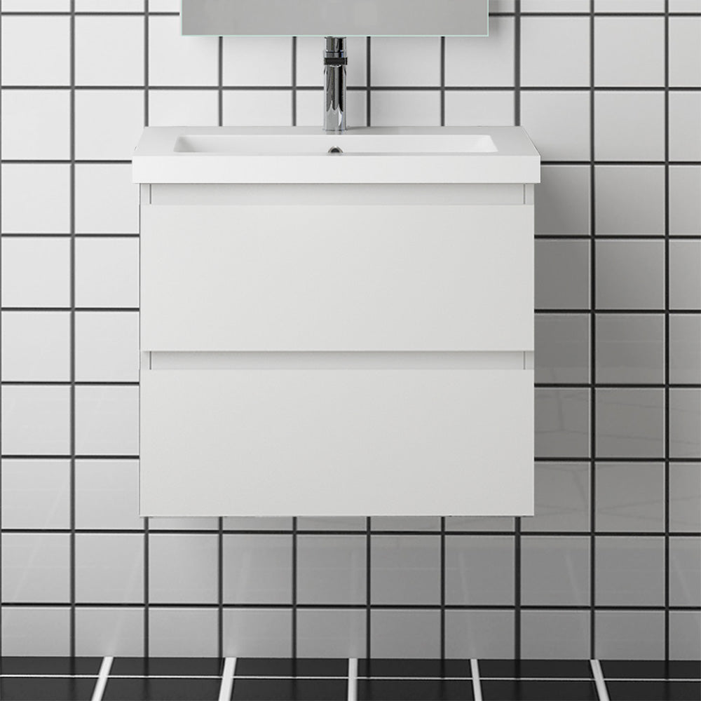 Aica sospeso salvaspazi Mobile Bagno , con lavabo in Ceramica e 2 cassetti