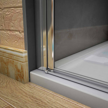 Aica 185 cm Box Doccia Angolare Doppia Porta Apertura Battente-Pieghevole Vetro 6 mm Temperato Trasparente Anticalcare