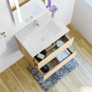 Aica sospeso salvaspazi Mobile Bagno , con lavabo in Ceramica e 2 cassetti