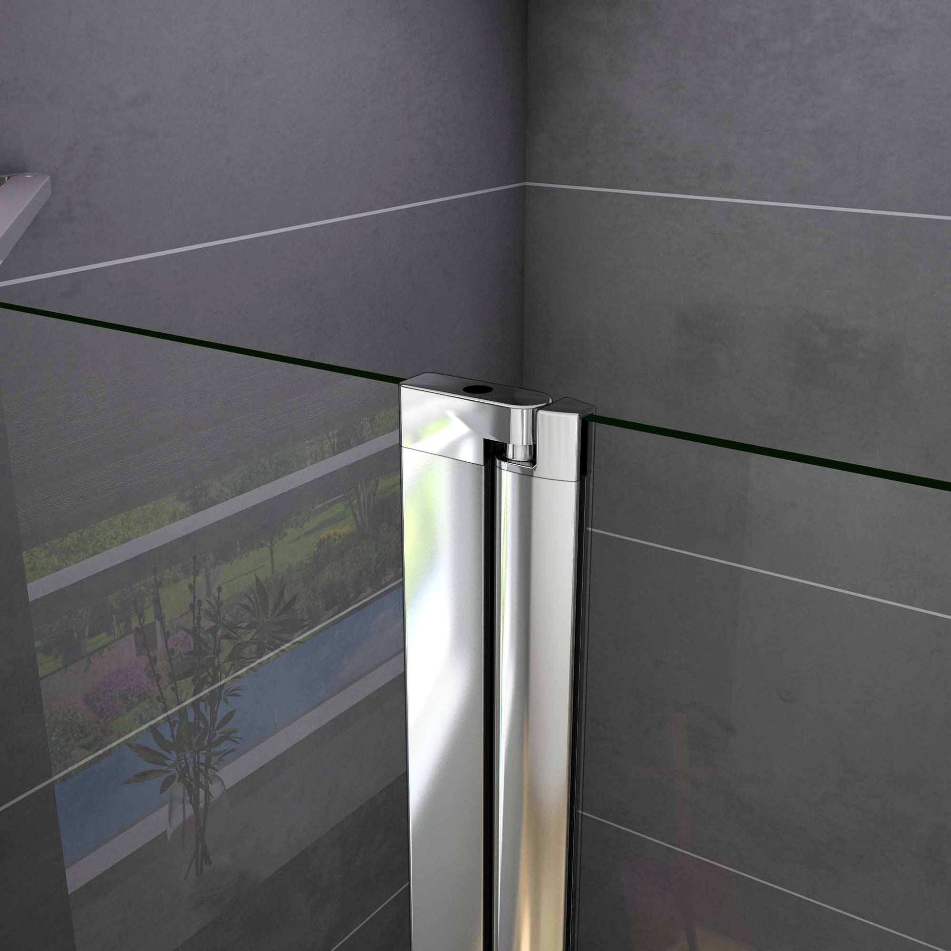 Aica 195 cm Box Doccia Angolare Doppie Porte Apertura Battente Vetro Temperato 6 mm Trasparente Anticalcare Con Barre Stabilizzatrici