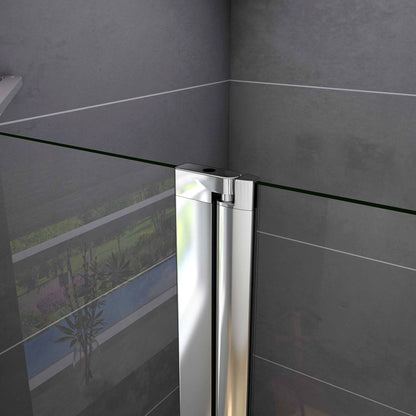 Aica 195 cm Box Doccia Angolare Doppie Porte Apertura Battente Vetro Temperato 6 mm Trasparente Anticalcare Con Barre Stabilizzatrici