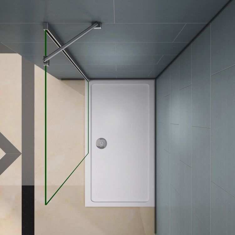 Aica 200 cm Parete Per Doccia Walk In Vetro Temperato Trasparente Anticalcare 8 mm Con Barra Stabilizzatrice da 45 cm misure varie