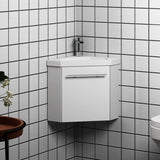Mobile bagno triangolare sospeso Aica 40 cm con lavabo in pietra artificiale - Consegna gratuita