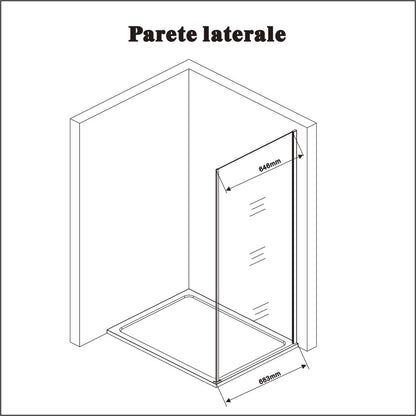Aica 197 cm Box Doccia Angolare Porta Battente Vetro 6 mm Temperato Anticalcare Telaio e Barra Stabilizzatrice Cromato Lucido varie dimensioni