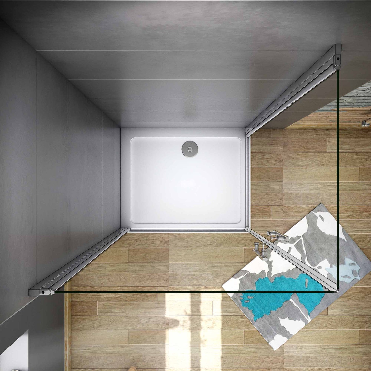 Aica 195 cm Box Doccia Angolare Doppie Porte Battenti Vetro Temperato 6 mm Anticalcare Trasparente