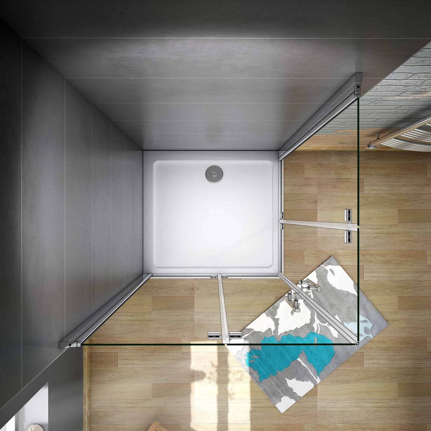 Aica 185 cm Box Doccia Angolare Doppia Porta Apertura Battente-Pieghevole Vetro 6 mm Temperato Trasparente Anticalcare