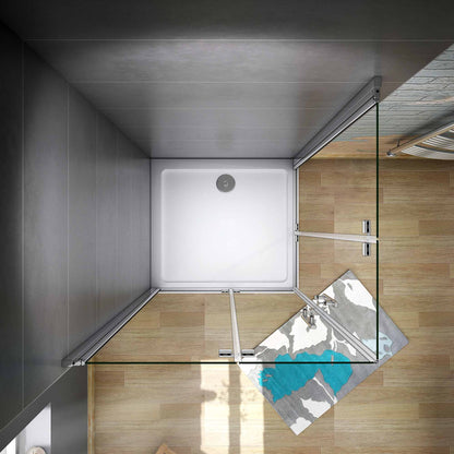Aica 185 cm Box Doccia Angolare Doppia Porta Apertura Battente-Pieghevole Vetro 6 mm Temperato Trasparente Anticalcare