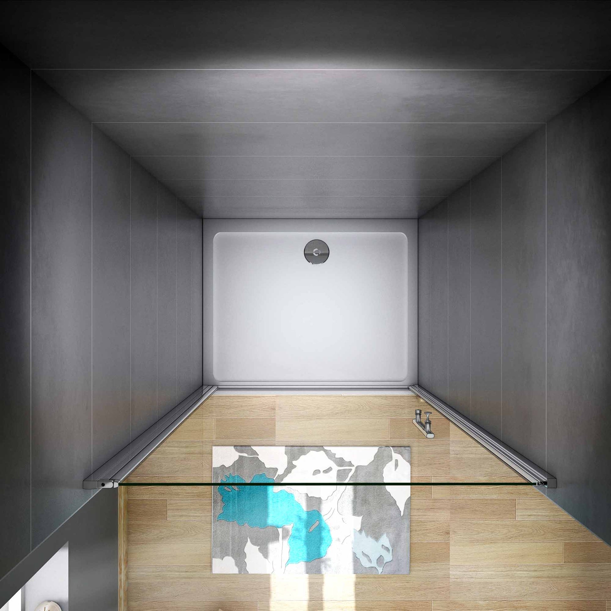 Aica 185 cm Box Doccia Per Nicchia Porta Battente In Vetro 6 mm Temperato Trasparente Anticalcare