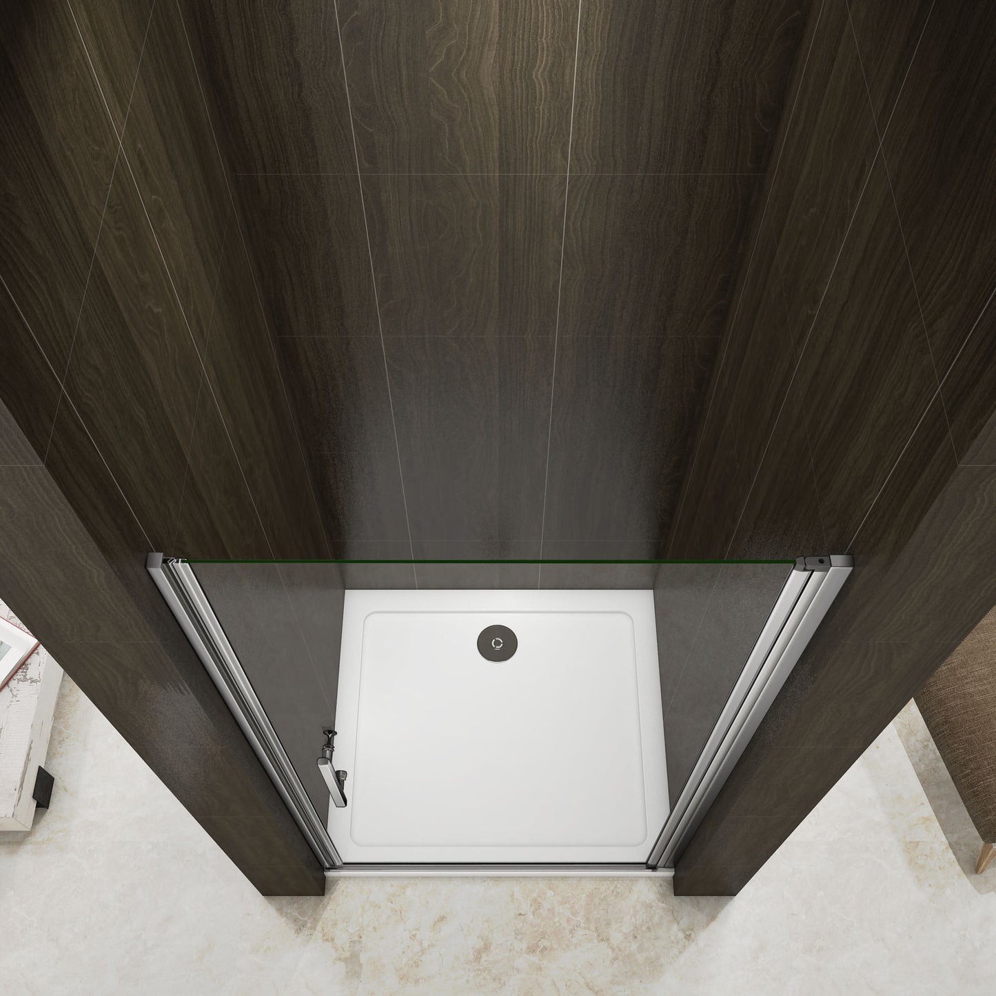 Aica 195 cm Porta Doccia Per Nicchia Apertura Battente Vetro 6 mm Temperato Trasparente Anticalcare