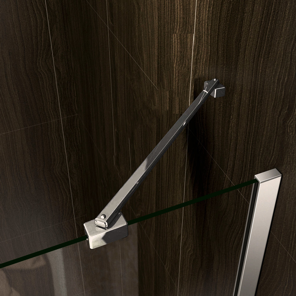 Aica 195 cm Box Doccia Angolare Porta Battente e Parete Fissa Vetro 6 mm Temperato Anticalcare Barra Stabilizzatrice