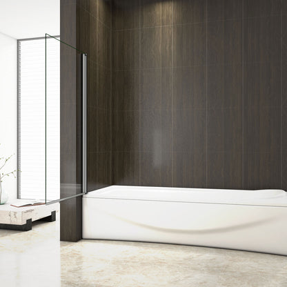 Aica 80x140 cm Sopravasca Parete Per Vasca Pannello Singolo Vetro Temperato 6 mm Trasparente Telaio Cromato Lucido