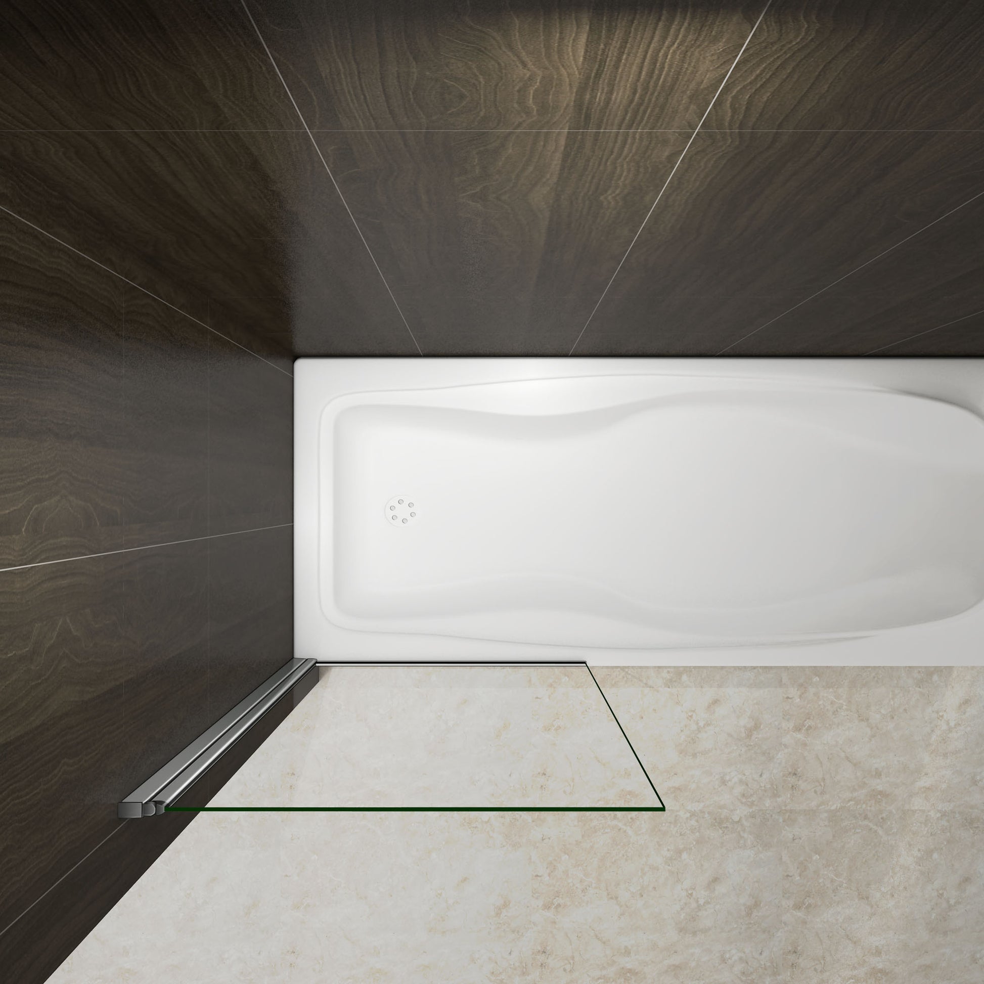 Aica 80x140 cm Sopravasca Parete Per Vasca Pannello Singolo Vetro Temperato 6 mm Trasparente Telaio Cromato Lucido