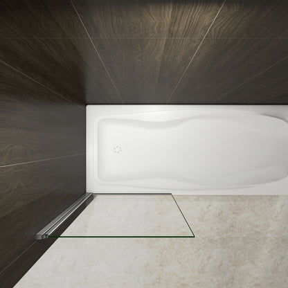 Aica 80x140 cm Sopravasca Parete Per Vasca Pannello Singolo Vetro Temperato 6 mm Trasparente Telaio Cromato Lucido