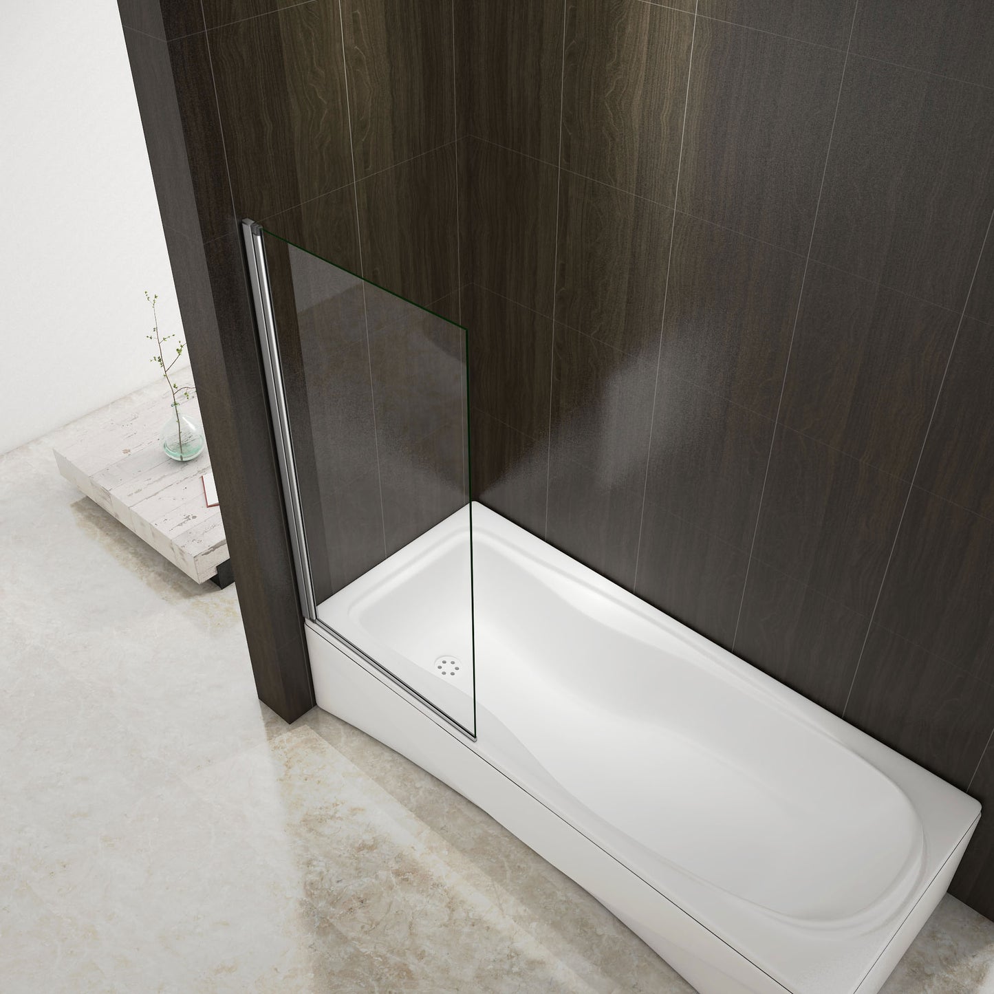 Aica 80x140 cm Sopravasca Parete Per Vasca Pannello Singolo Vetro Temperato 6 mm Trasparente Telaio Cromato Lucido