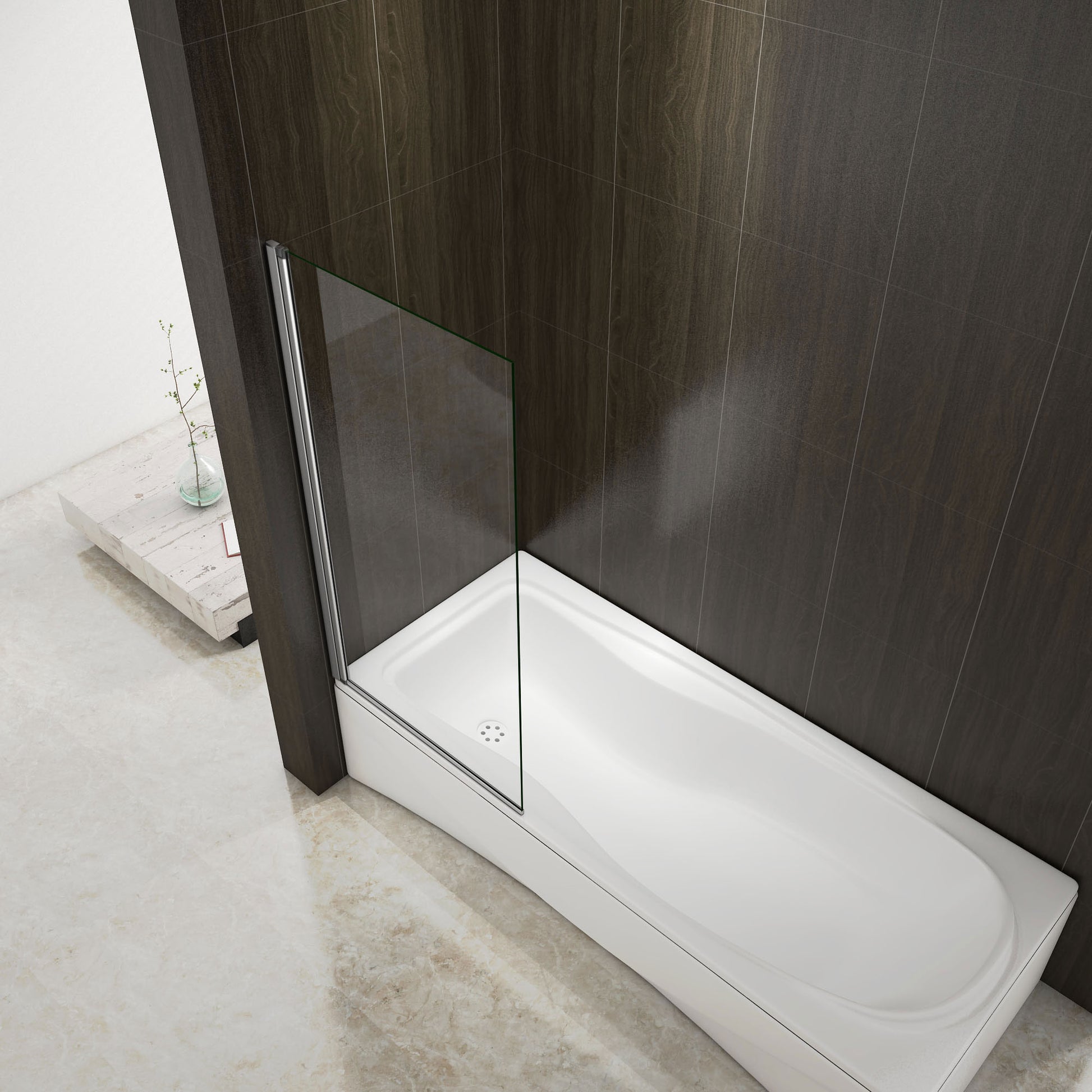 Aica 80x140 cm Sopravasca Parete Per Vasca Pannello Singolo Vetro Temperato 6 mm Trasparente Telaio Cromato Lucido