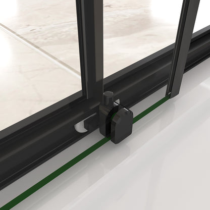 Aica 190 cm Box Doccia Angolare Due Porte Scorrevoli Vetro Temperato 6 mm Trasparente Anticalcare Telaio Nero Opcao
