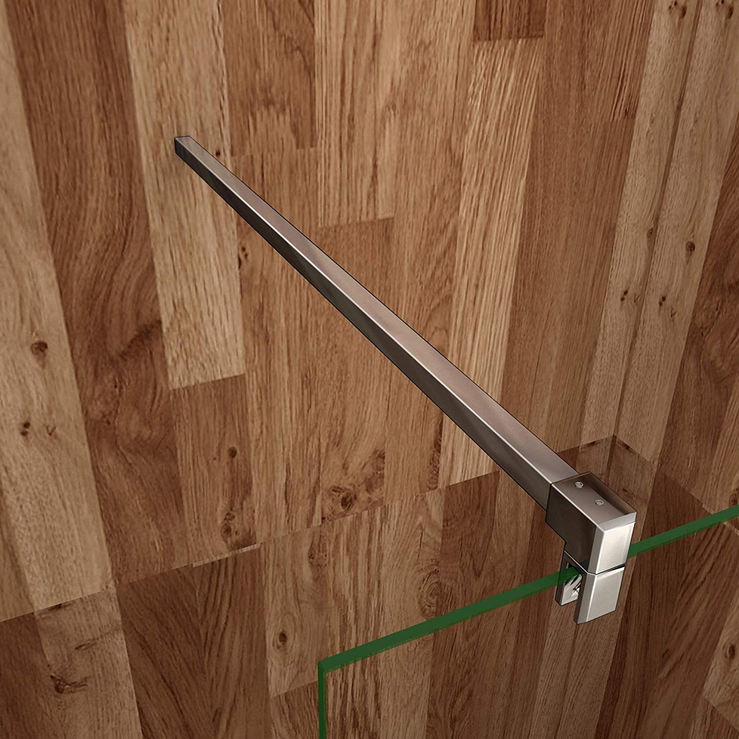 Aica Parete Per Doccia Walk In Alta 200cm Vetro Temperato Anti-frantumi Anticalcare 8mm Striscia Satinata-Opaca Barra Stabilizzatrice Da 140 cm