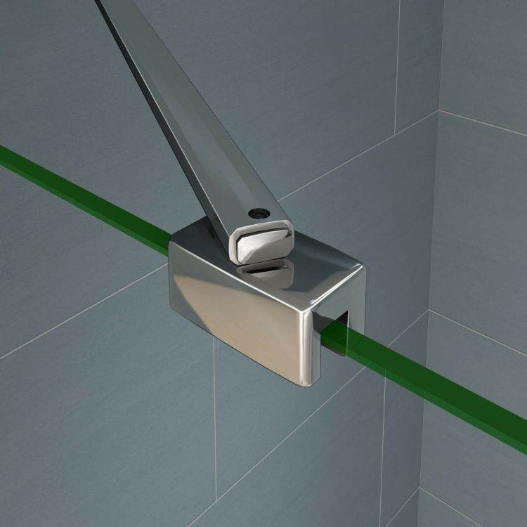 Aica 200 cm Parete Per Doccia Walk In Vetro Temperato Trasparente Anticalcare 8 mm Con Barra Stabilizzatrice da 45 cm misure varie