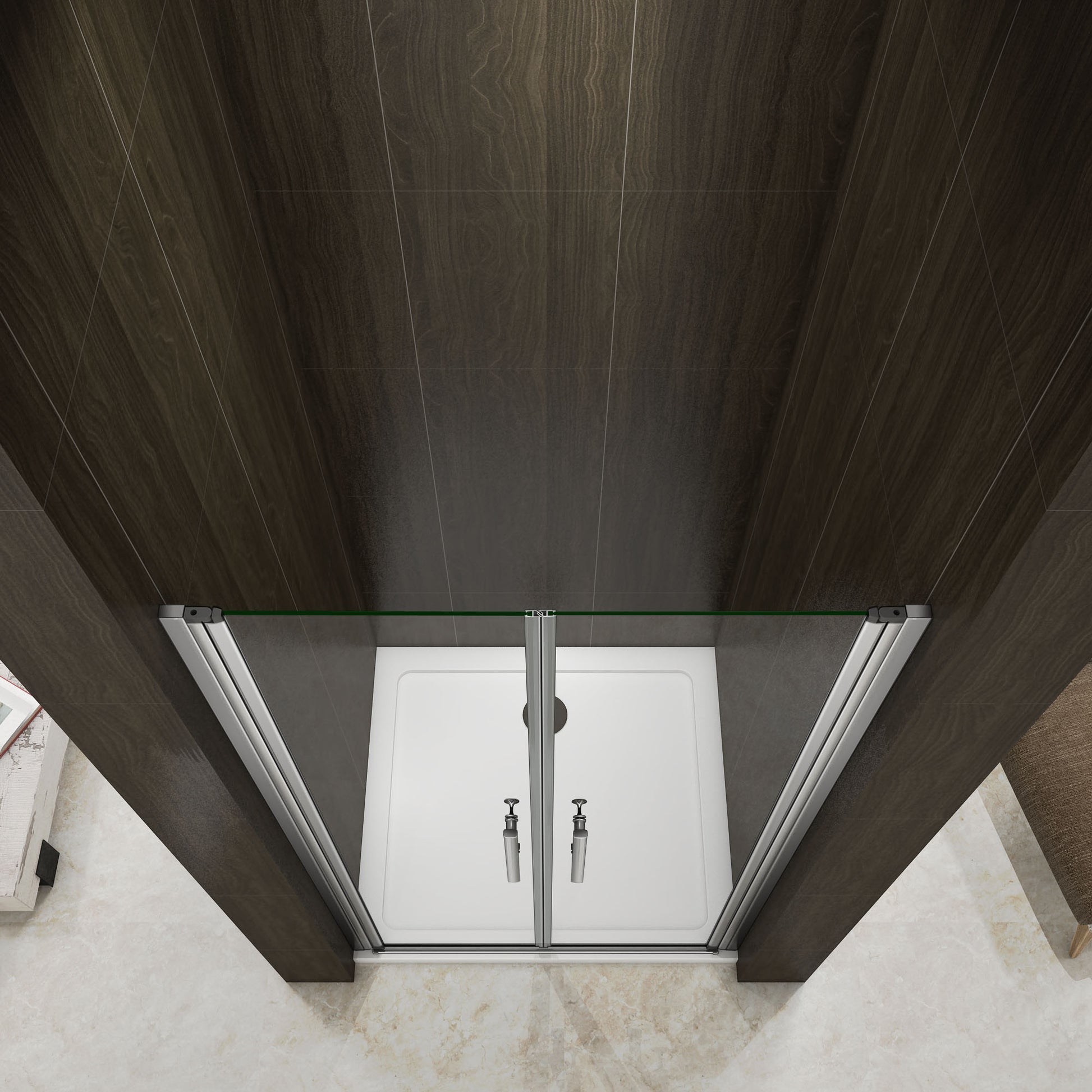 Aica 185cm Box Doccia Per Nicchia Doppia Porta Battente Saloon In Vetro 6 mm Temperato Trasparente Anticalcare