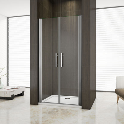 Aica 185cm Box Doccia Per Nicchia Doppia Porta Battente Saloon In Vetro 6 mm Temperato Trasparente Anticalcare