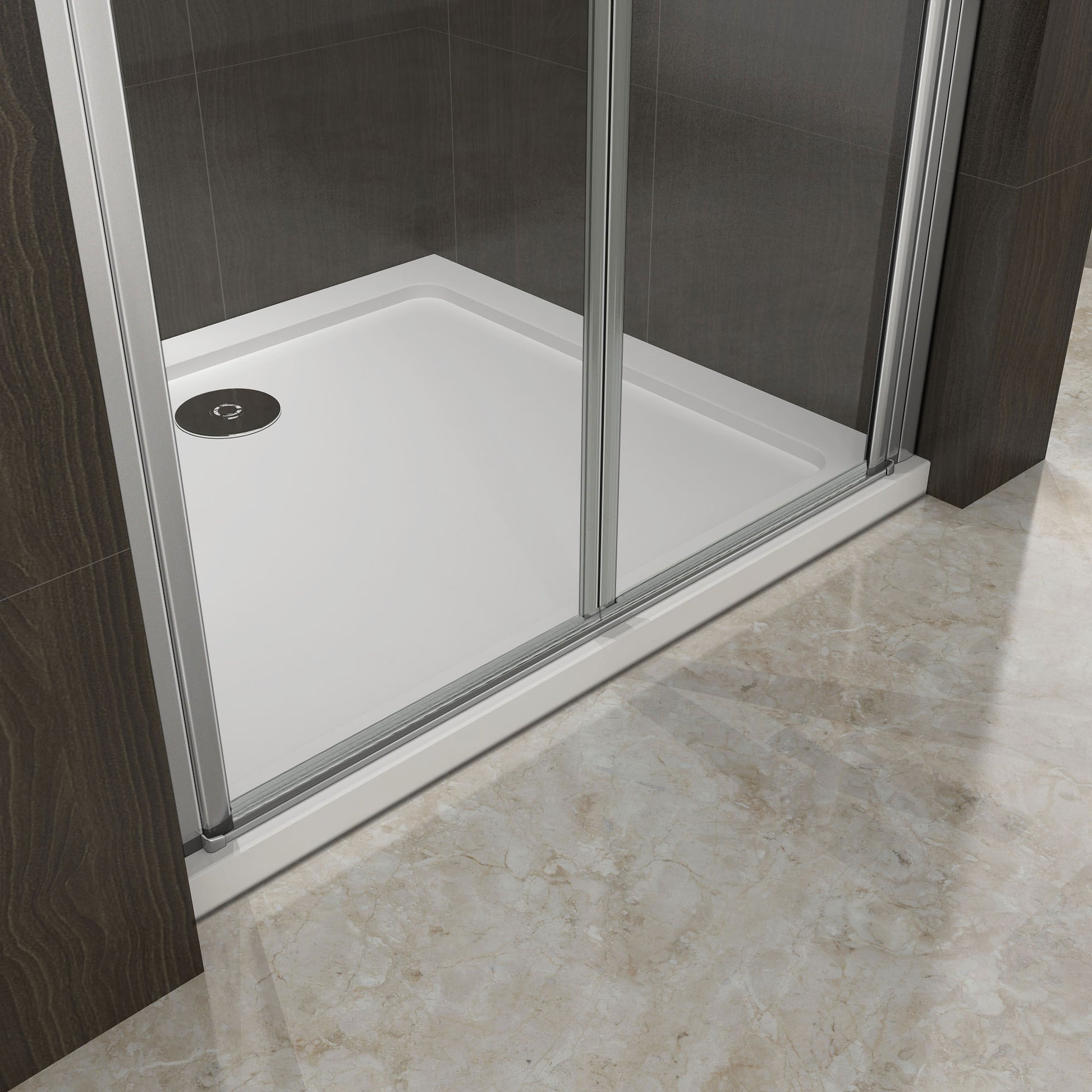 Aica 195cm Porta Doccia Per Nicchia Doppie Ante Battenti Saloon In Vetro 6mm Temperato Trasparente Anticalcare