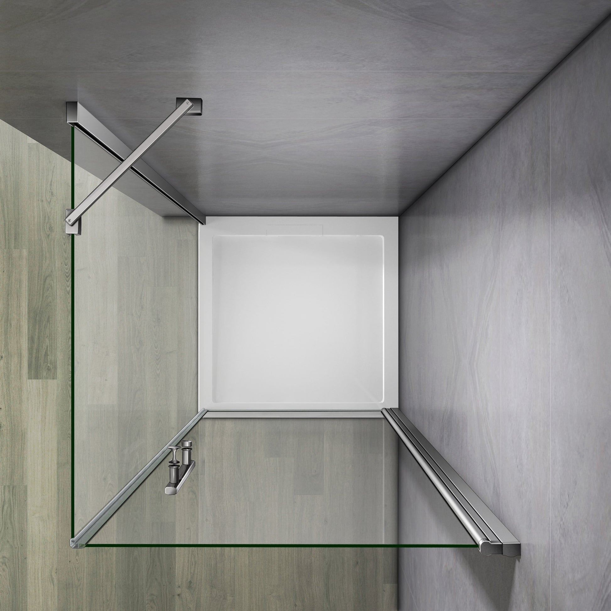 Aica Box Doccia Angolare Porta Battente Vetro 6 mm Temperato Anticalcare con Barra Stabilizzatrice da 45 cm Alto 187cm