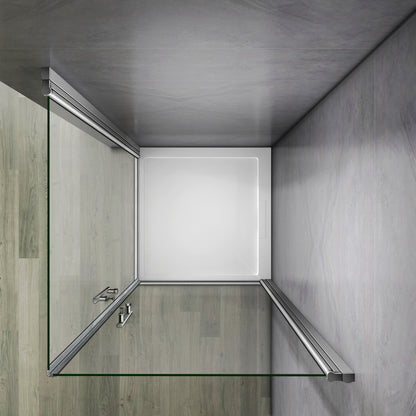 Aica Box Doccia Angolare Due Porte Battenti Apertura di 180 Gradi Vetro Temperato 6mm Anticalcare Trasparente Alto 187cm