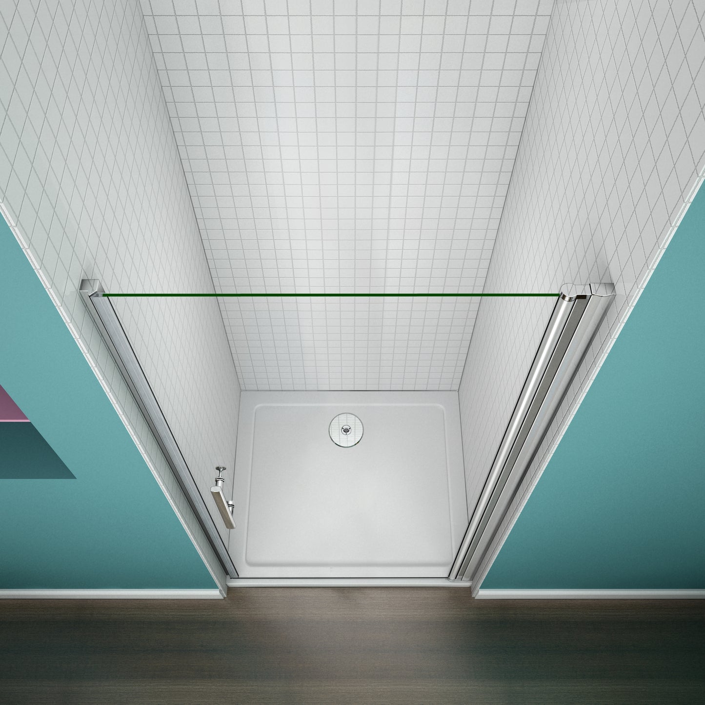 Aica 197cm Box Doccia Per Nicchia Porta Battente Vetro 6 mm Temperato Trasparente Anticalcare Telaio Cromo Lucido