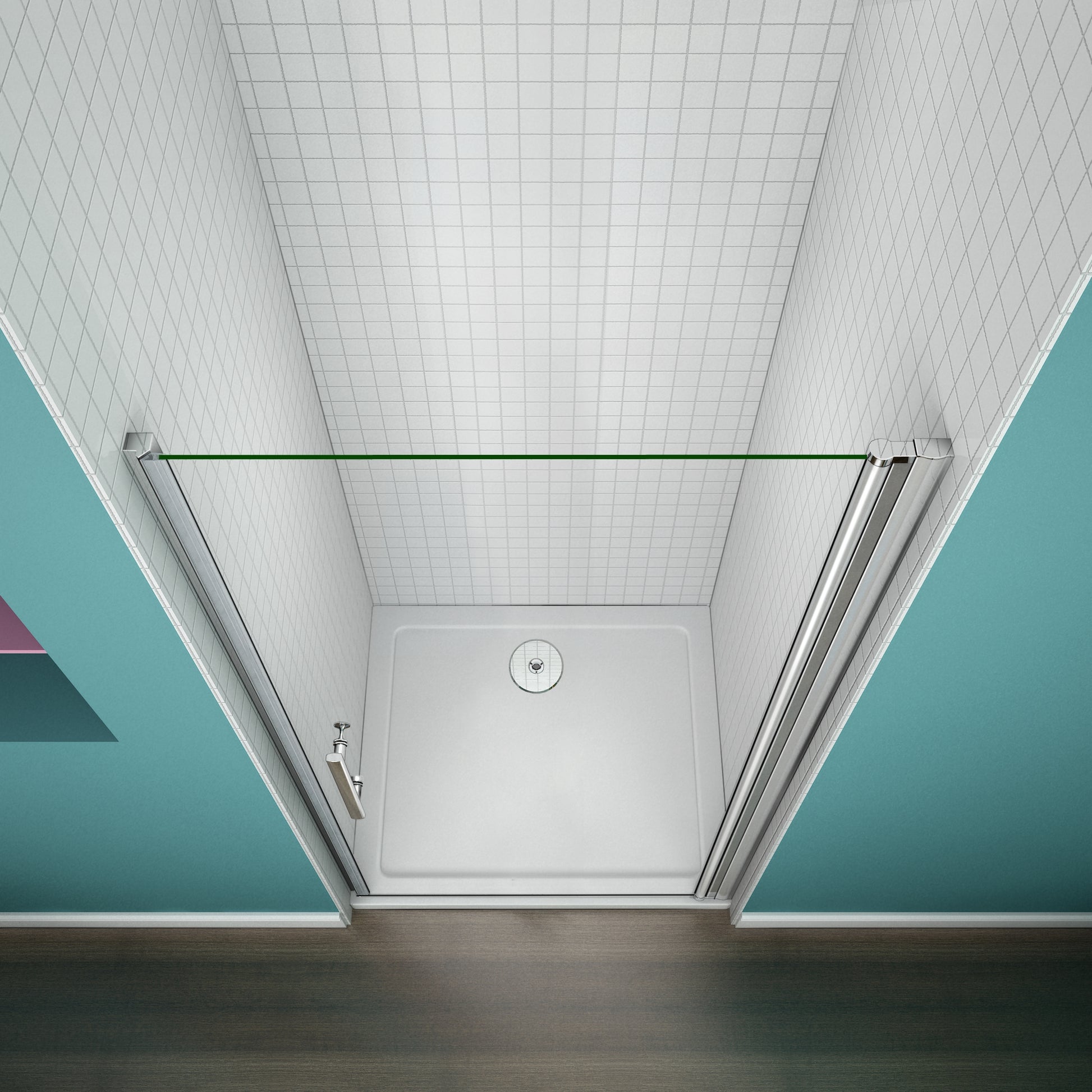 Aica 197cm Box Doccia Per Nicchia Porta Battente Vetro 6 mm Temperato Trasparente Anticalcare Telaio Cromo Lucido