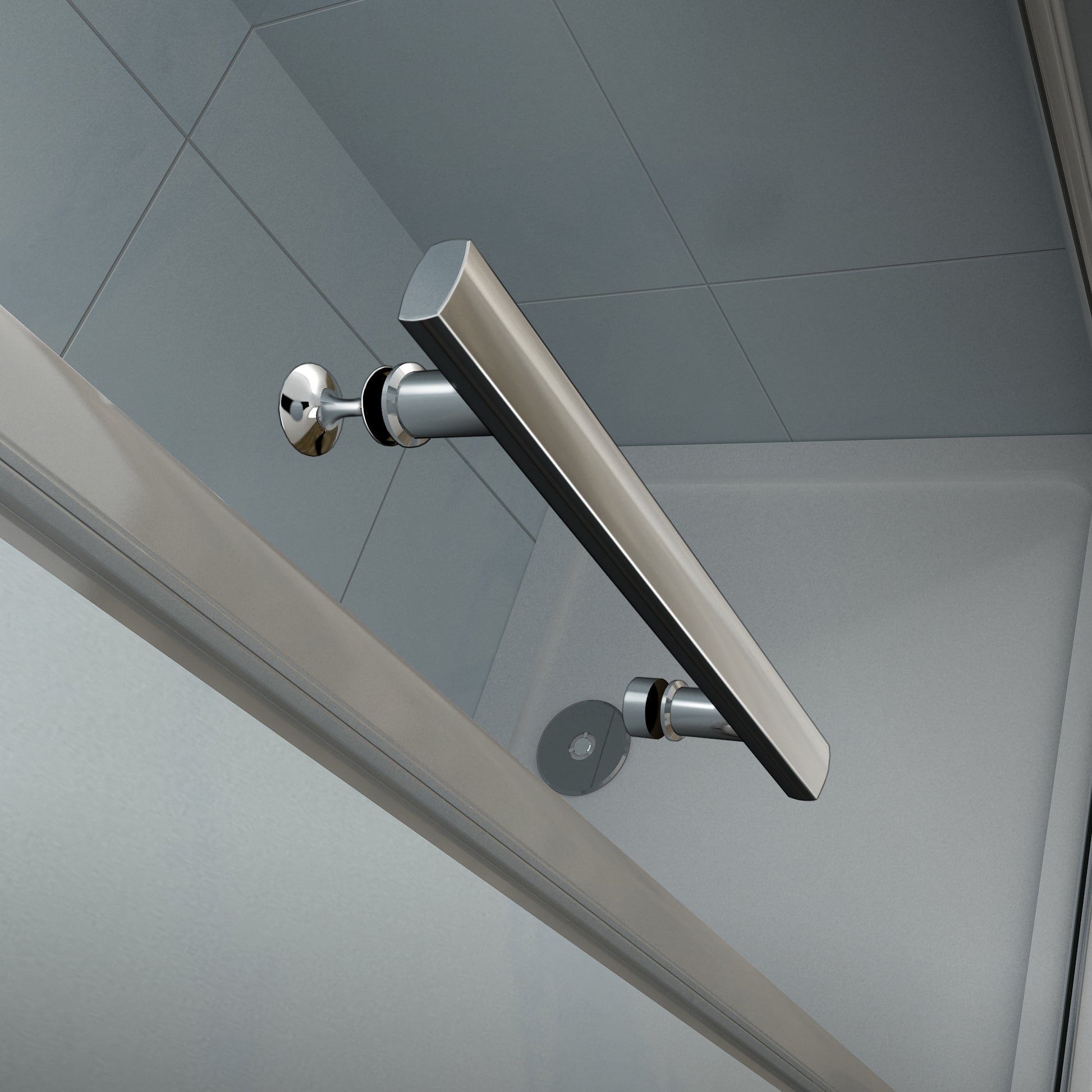 Aica Box Doccia Angolare Porta Battente Vetro 6 mm Temperato Anticalcare con Barra Stabilizzatrice da 45 cm Alto 187cm