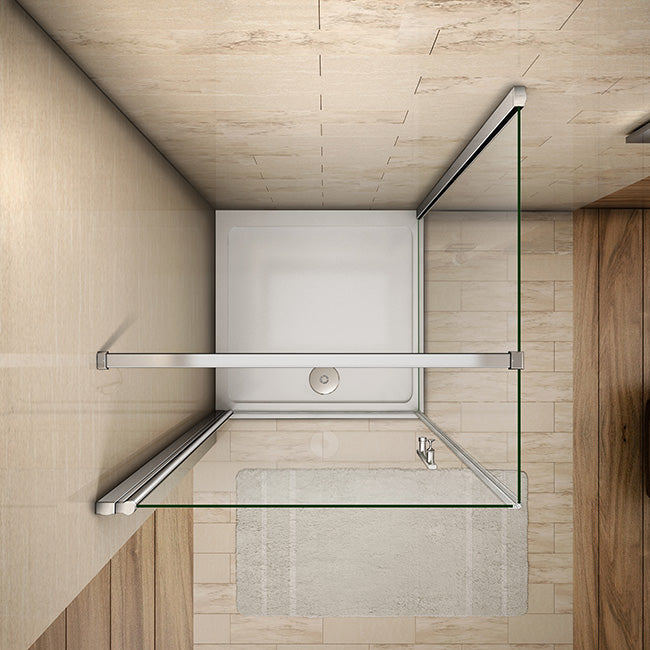 Aica Box Doccia Angolare Porta Battente Trasparente Vetro 6 mm Temperato Anticalcare Parete Fissa Barra Stabilizzatrice da 90/140 cm Alto 197cm